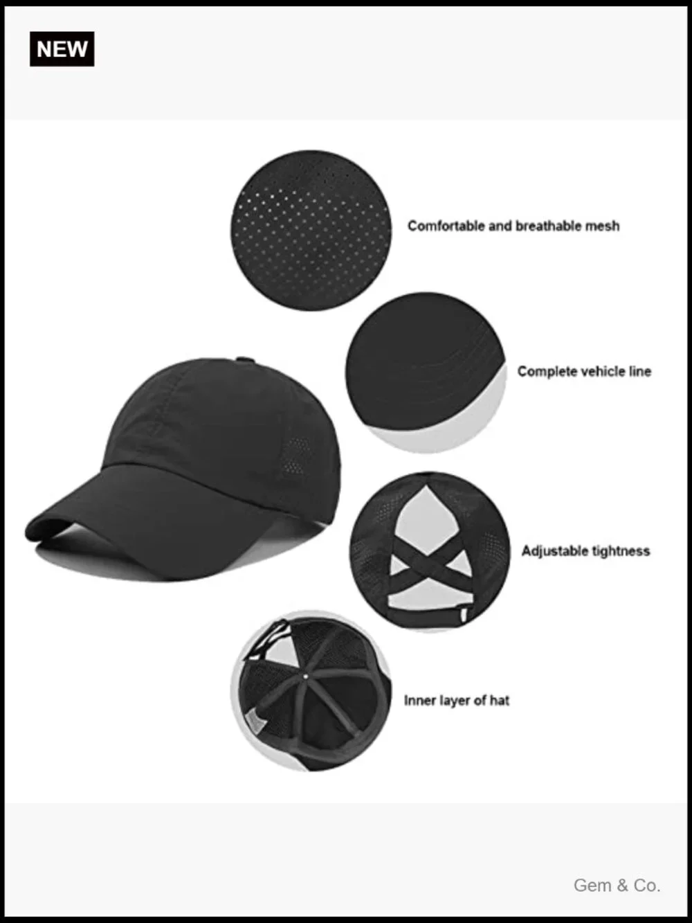 Quick Dry Mesh Ponytail Baseball Cap for Women, Adjustable Sun Hat for Outdoor